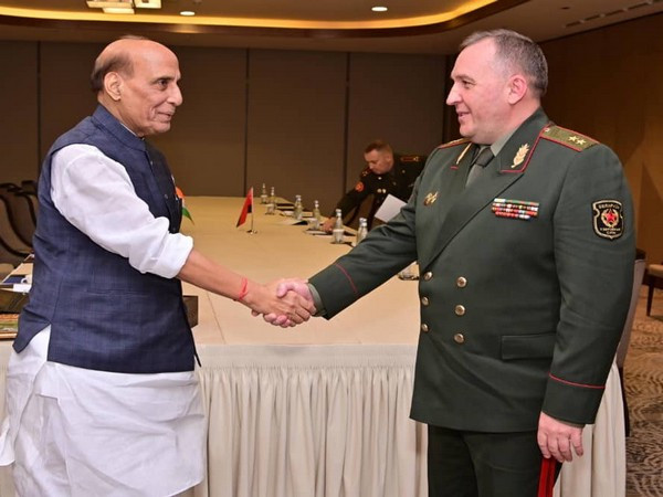 Rajnath Singh Meets Belarus Defence Minister VG Khrenin at SCO Meet in Qingdao, China