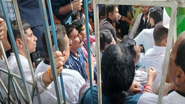 Shuvendu Adhikaris protest on Park Street