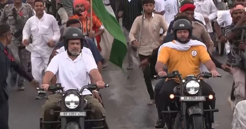 Rahul Gandhi and Tejashwi Yadav rode motorcycles during 'Voter Adhikaar Yatra'