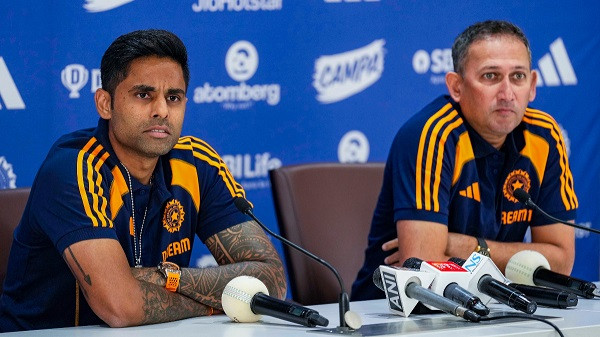 Suryakumar Yadav and Ajit Agarkar in frame
